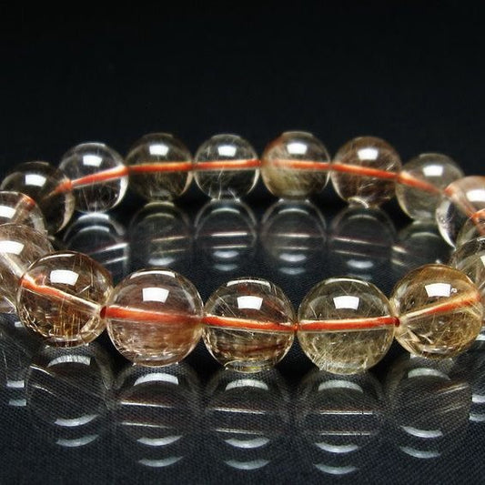 プラチナルチル ブレスレット 12mm レッド ルチルクォーツ 一点物 111-55170