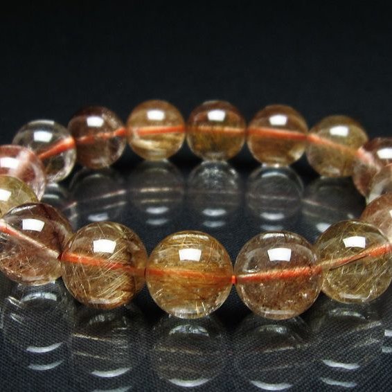 プラチナルチル ブレスレット 13mm レッド ルチルクォーツ 一点物 111-55174