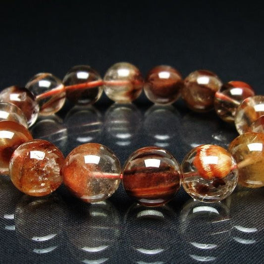 プラチナルチル ブレスレット 12mm レッド ルチルクォーツ 一点物 111-55184