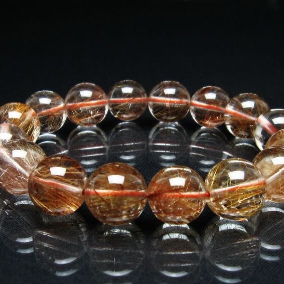 プラチナルチル ブレスレット 14mm レッド ルチルクォーツ 一点物 111-55186