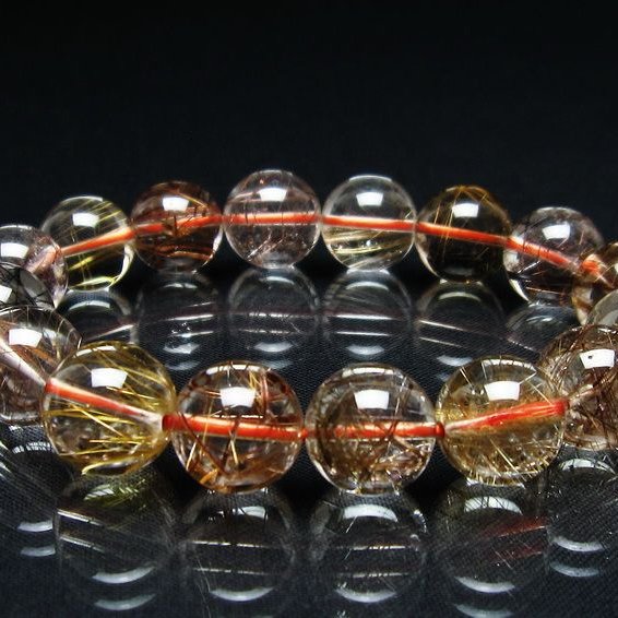 プラチナルチル ブレスレット 13mm レッド ルチルクォーツ 一点物 111-55187