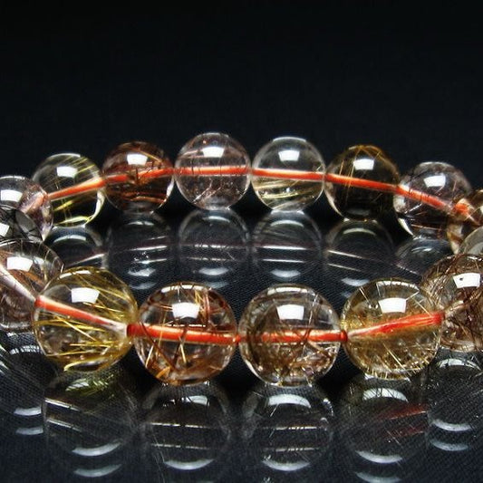 プラチナルチル ブレスレット 13mm レッド ルチルクォーツ 一点物 111-55187