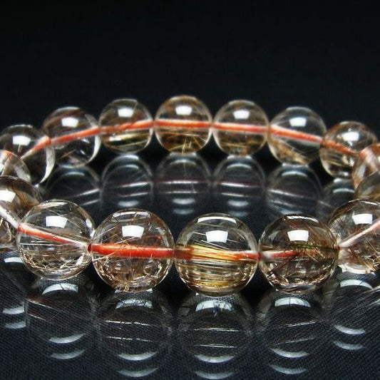 プラチナルチル ブレスレット 13mm レッド ルチルクォーツ 一点物 111-55188