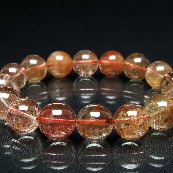 プラチナルチル ブレスレット 12mm レッド ルチルクォーツ 一点物 111-55190