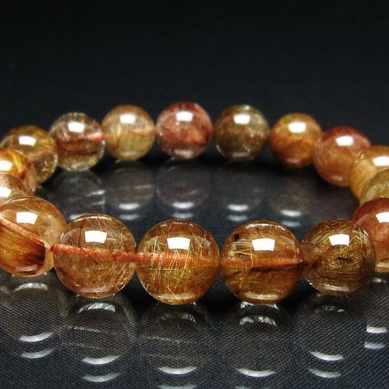 プラチナルチル ブレスレット 12mm レッド ルチルクォーツ 一点物 111-55192