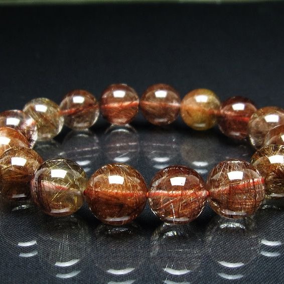 プラチナルチル ブレスレット 13mm レッド ルチルクォーツ 一点物 111-55197