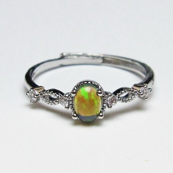 ブラックオパール リング 指輪 フリーサイズ 14号 メール便可 一点物 115-7602