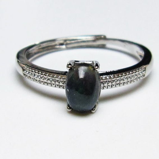 ブラックオパール リング 指輪 フリーサイズ 17号 メール便可 一点物 115-7712