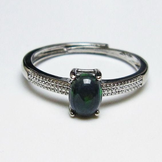 ブラックオパール リング 指輪 フリーサイズ 16号 メール便可 一点物 115-7714