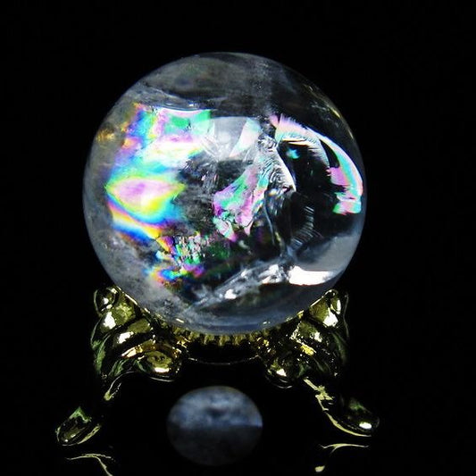 アイリスクォーツ 水晶 丸玉 虹入り 24mm 水晶玉 置物 スフィア 141-6906