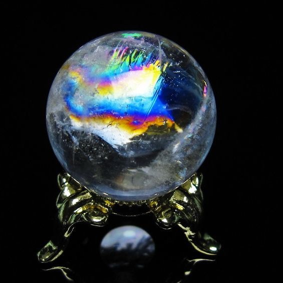 アイリスクォーツ 水晶 丸玉 虹入り 25mm 水晶玉 置物 スフィア 141-6907