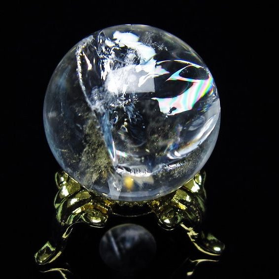 アイリスクォーツ 水晶 丸玉 虹入り 25mm 水晶玉 置物 スフィア 141-6908