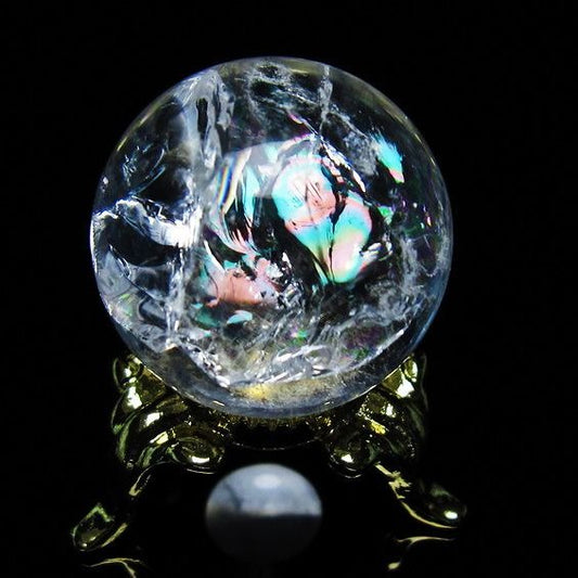 アイリスクォーツ 水晶 丸玉 虹入り 25mm 水晶玉 置物 スフィア 141-6909
