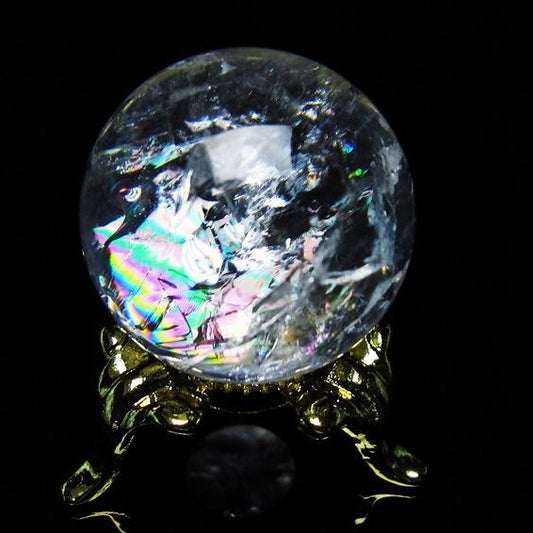 アイリスクォーツ 水晶 丸玉 虹入り 25mm 水晶玉 置物 スフィア 141-6911