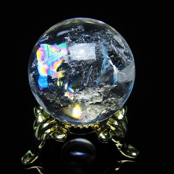 アイリスクォーツ 水晶 丸玉 虹入り 25mm 水晶玉 置物 スフィア 141-6912
