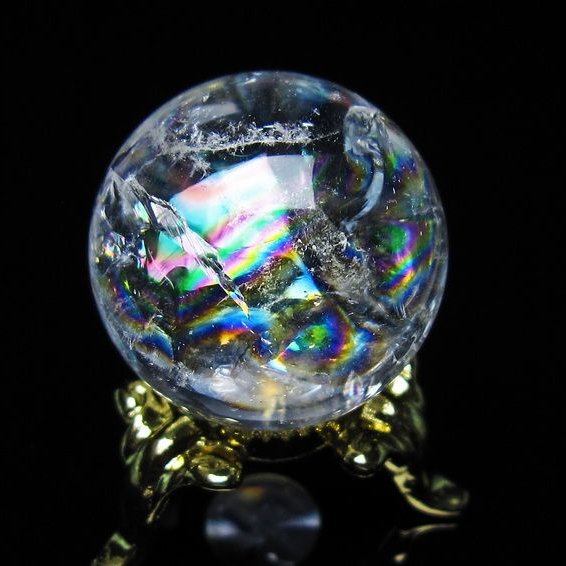 アイリスクォーツ 水晶 丸玉 虹入り 25mm 水晶玉 置物 スフィア 141-6916