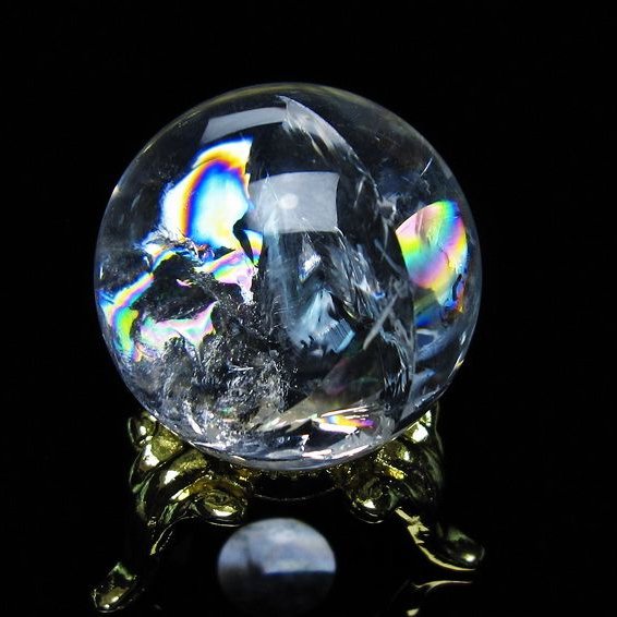 アイリスクォーツ 水晶 丸玉 虹入り 27mm 水晶玉 置物 スフィア 141-6918
