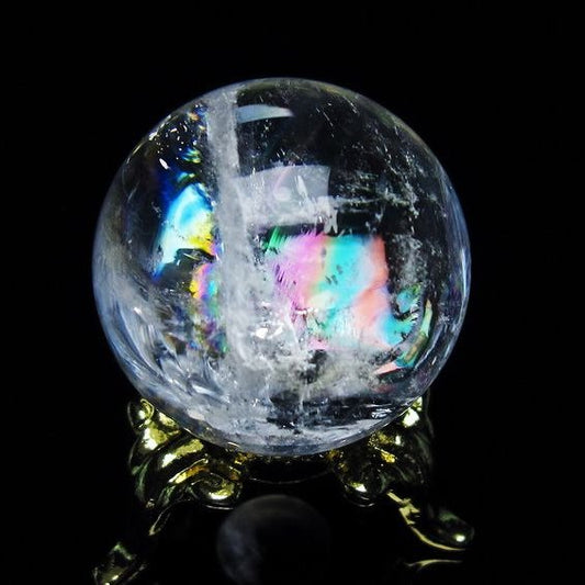 アイリスクォーツ 水晶 丸玉 虹入り 27mm 水晶玉 置物 スフィア 141-6919