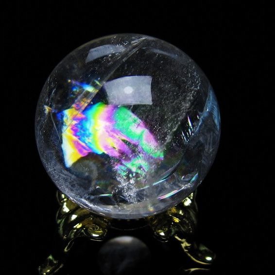 アイリスクォーツ 水晶 丸玉 虹入り 28mm 水晶玉 置物 スフィア 141-6921