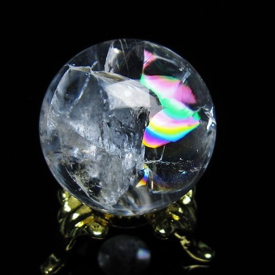 アイリスクォーツ 水晶 丸玉 虹入り 28mm 水晶玉 置物 スフィア 141-6924