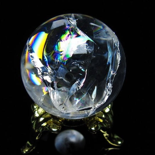 アイリスクォーツ 水晶 丸玉 虹入り 28mm 水晶玉 置物 スフィア 141-6927