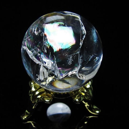 アイリスクォーツ 水晶 丸玉 虹入り 28mm 水晶玉 置物 スフィア 141-6930