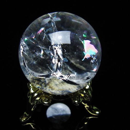 アイリスクォーツ 水晶 丸玉 虹入り 28mm 水晶玉 置物 スフィア 141-6934