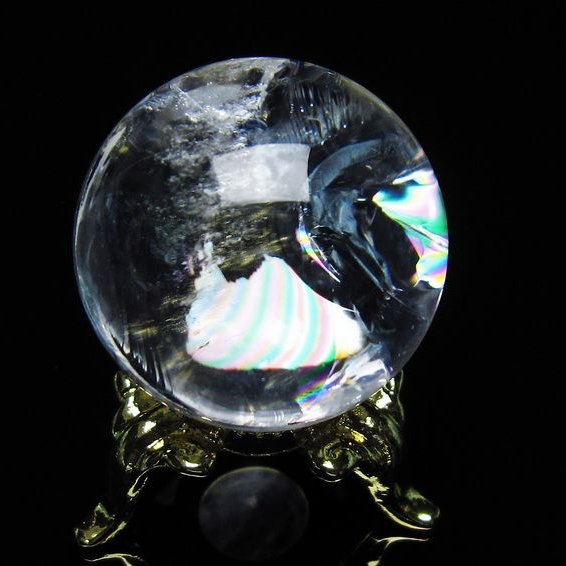 アイリスクォーツ 水晶 丸玉 虹入り 28mm 水晶玉 置物 スフィア 141-6936