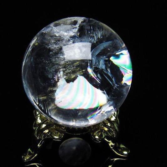 アイリスクォーツ 水晶 丸玉 虹入り 28mm 水晶玉 置物 スフィア 141-6936