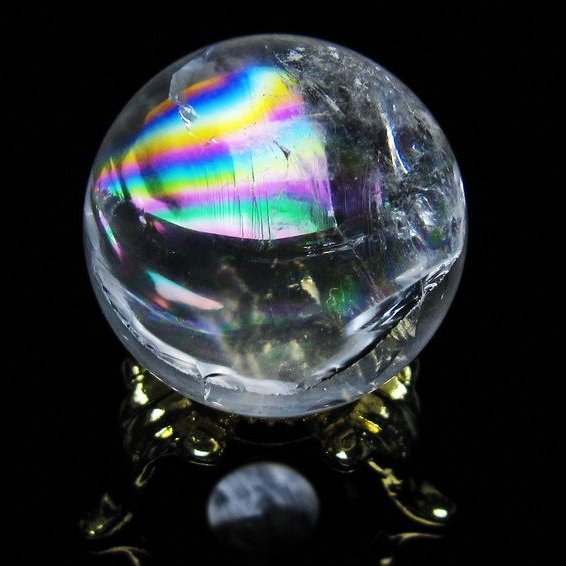 アイリスクォーツ 水晶 丸玉 虹入り 28mm 水晶玉 置物 スフィア 141-6938