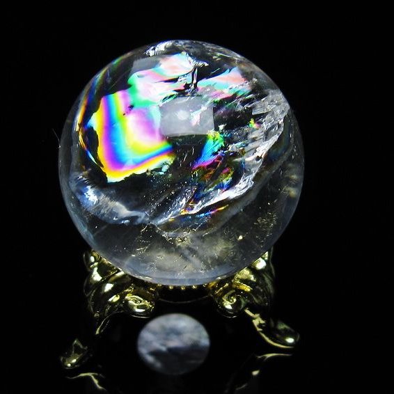 アイリスクォーツ 水晶 丸玉 虹入り 28mm 水晶玉 置物 スフィア 141-6939