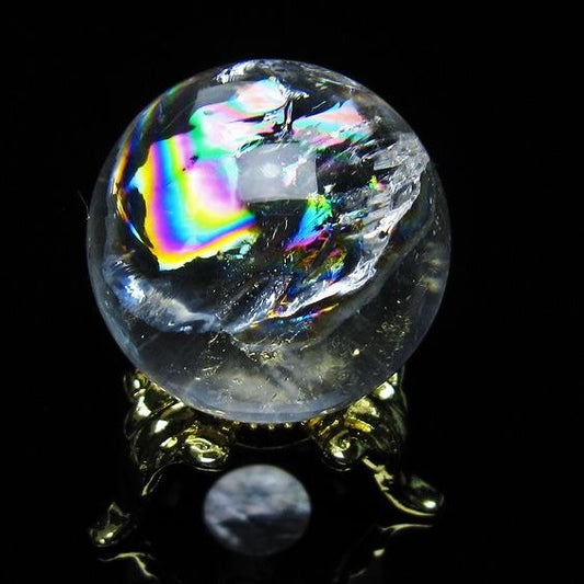 アイリスクォーツ 水晶 丸玉 虹入り 28mm 水晶玉 置物 スフィア 141-6939