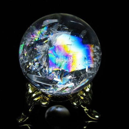 アイリスクォーツ 水晶 丸玉 虹入り 27mm 水晶玉 置物 スフィア 141-6941