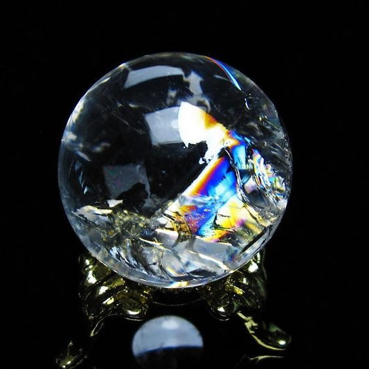 アイリスクォーツ 水晶 丸玉 虹入り 27mm 水晶玉 置物 スフィア 141-6943