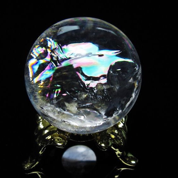 アイリスクォーツ 水晶 丸玉 虹入り 27mm 水晶玉 置物 スフィア 141-6945