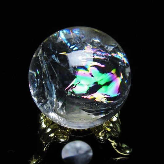 アイリスクォーツ 水晶 丸玉 虹入り 27mm 水晶玉 置物 スフィア 141-6946