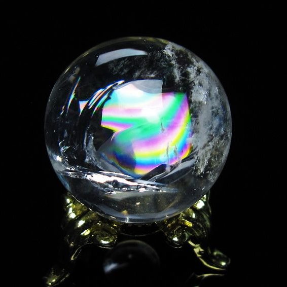 アイリスクォーツ 水晶 丸玉 虹入り 27mm 水晶玉 置物 スフィア 141-6948