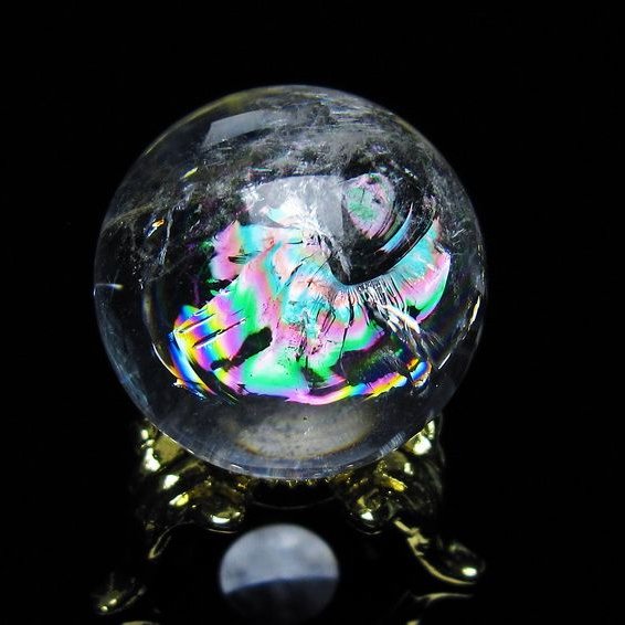 アイリスクォーツ 水晶 丸玉 虹入り 27mm 水晶玉 置物 スフィア 141-6949