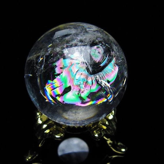 アイリスクォーツ 水晶 丸玉 虹入り 27mm 水晶玉 置物 スフィア 141-6949