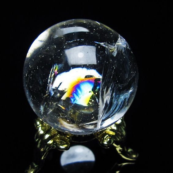 アイリスクォーツ 水晶 丸玉 虹入り 27mm 水晶玉 置物 スフィア 141-6951