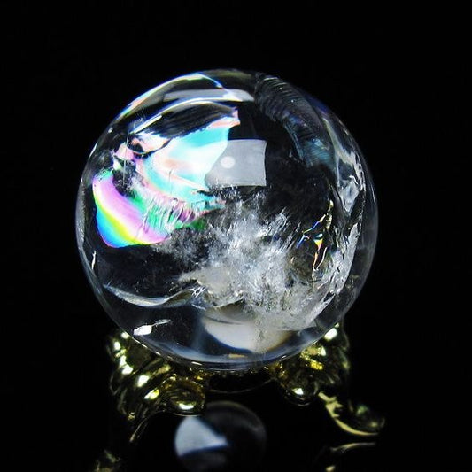 アイリスクォーツ 水晶 丸玉 虹入り 27mm 水晶玉 置物 スフィア 141-6952
