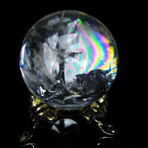 アイリスクォーツ 水晶 丸玉 虹入り 27mm 水晶玉 置物 スフィア 141-6954
