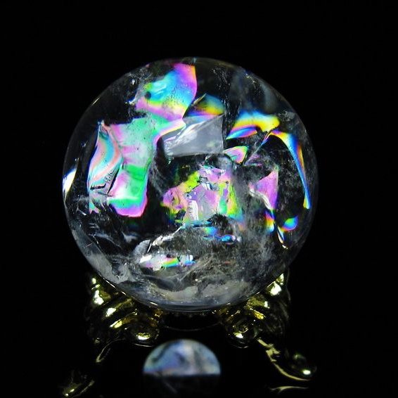 アイリスクォーツ 水晶 丸玉 虹入り 27mm 水晶玉 置物 スフィア 141-6955