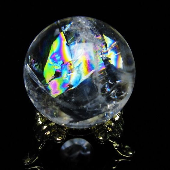 アイリスクォーツ 水晶 丸玉 虹入り 27mm 水晶玉 置物 スフィア 141-6956