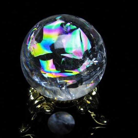 アイリスクォーツ 水晶 丸玉 虹入り 26mm 水晶玉 置物 スフィア 141-6961