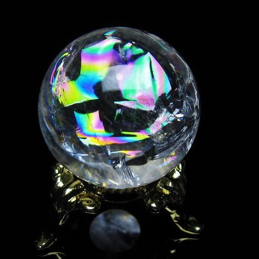 アイリスクォーツ 水晶 丸玉 虹入り 26mm 水晶玉 置物 スフィア 141-6961