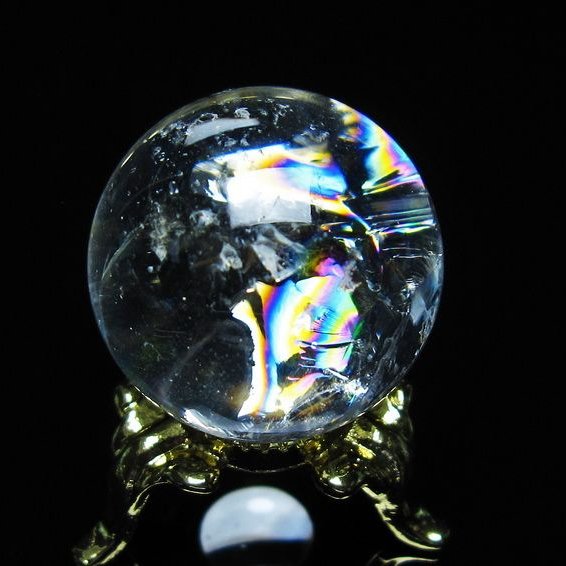 アイリスクォーツ 水晶 丸玉 虹入り 26mm 水晶玉 置物 スフィア 141-6963