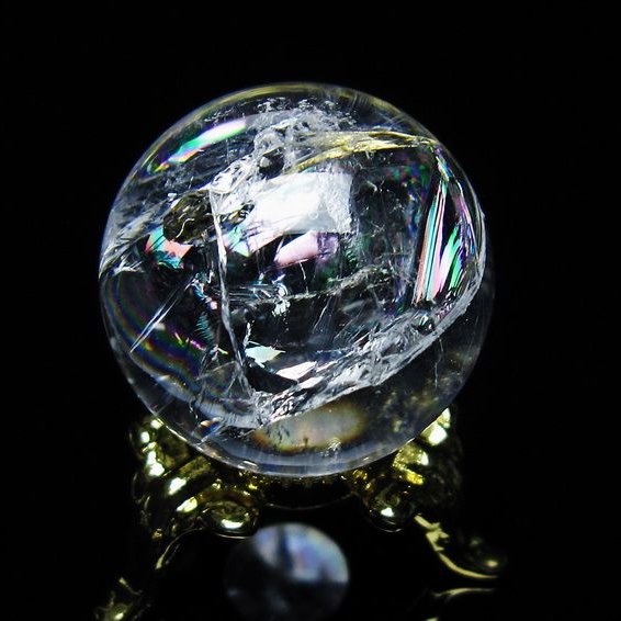 アイリスクォーツ 水晶 丸玉 虹入り 26mm 水晶玉 置物 スフィア 141-6965