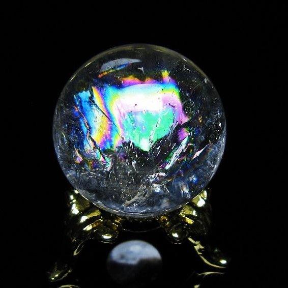 アイリスクォーツ 水晶 丸玉 虹入り 26mm 水晶玉 置物 スフィア 141-6966