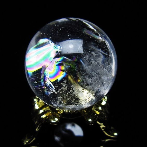 アイリスクォーツ 水晶 丸玉 虹入り 26mm 水晶玉 置物 スフィア 141-6968